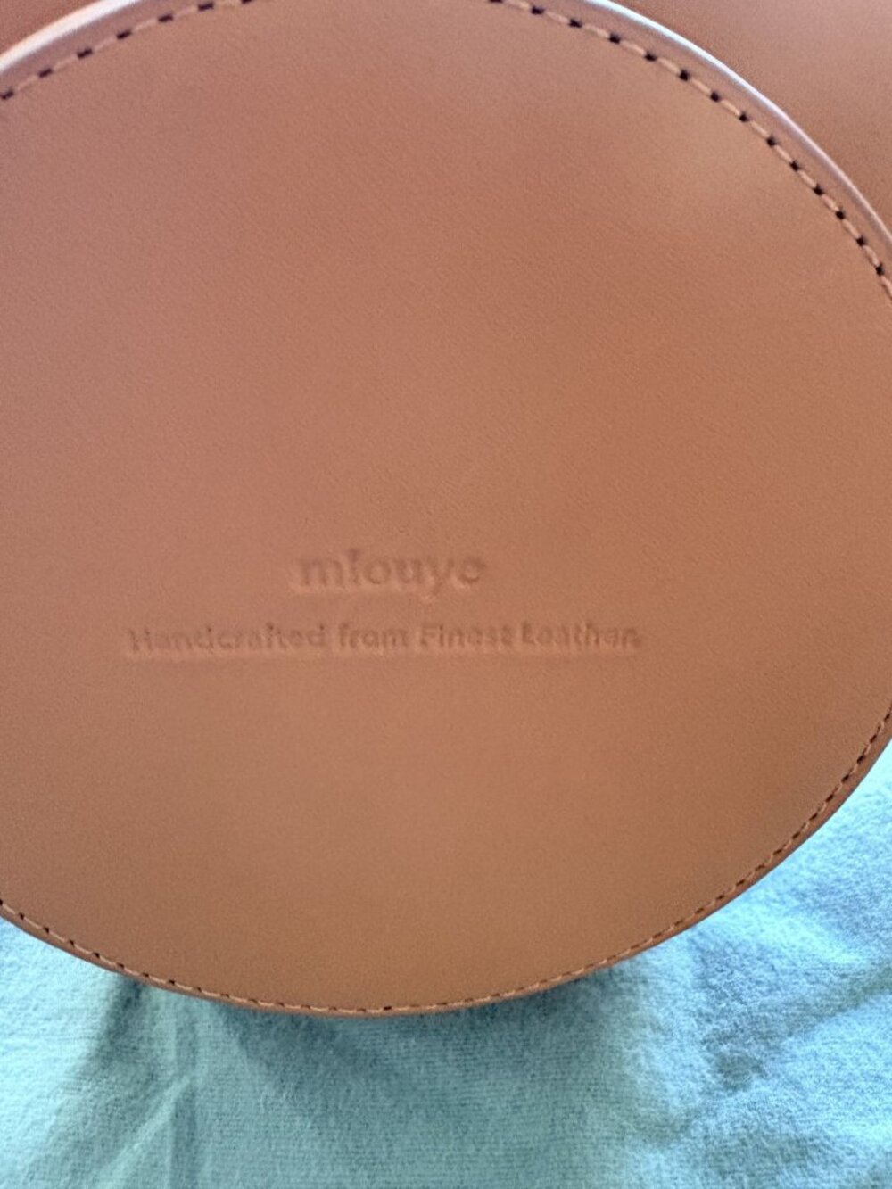 Mlouye Mini Lantern Bag Tan Leather Sculptural Bucket Bag Crossbody with Top Han - Picture 8 of 9